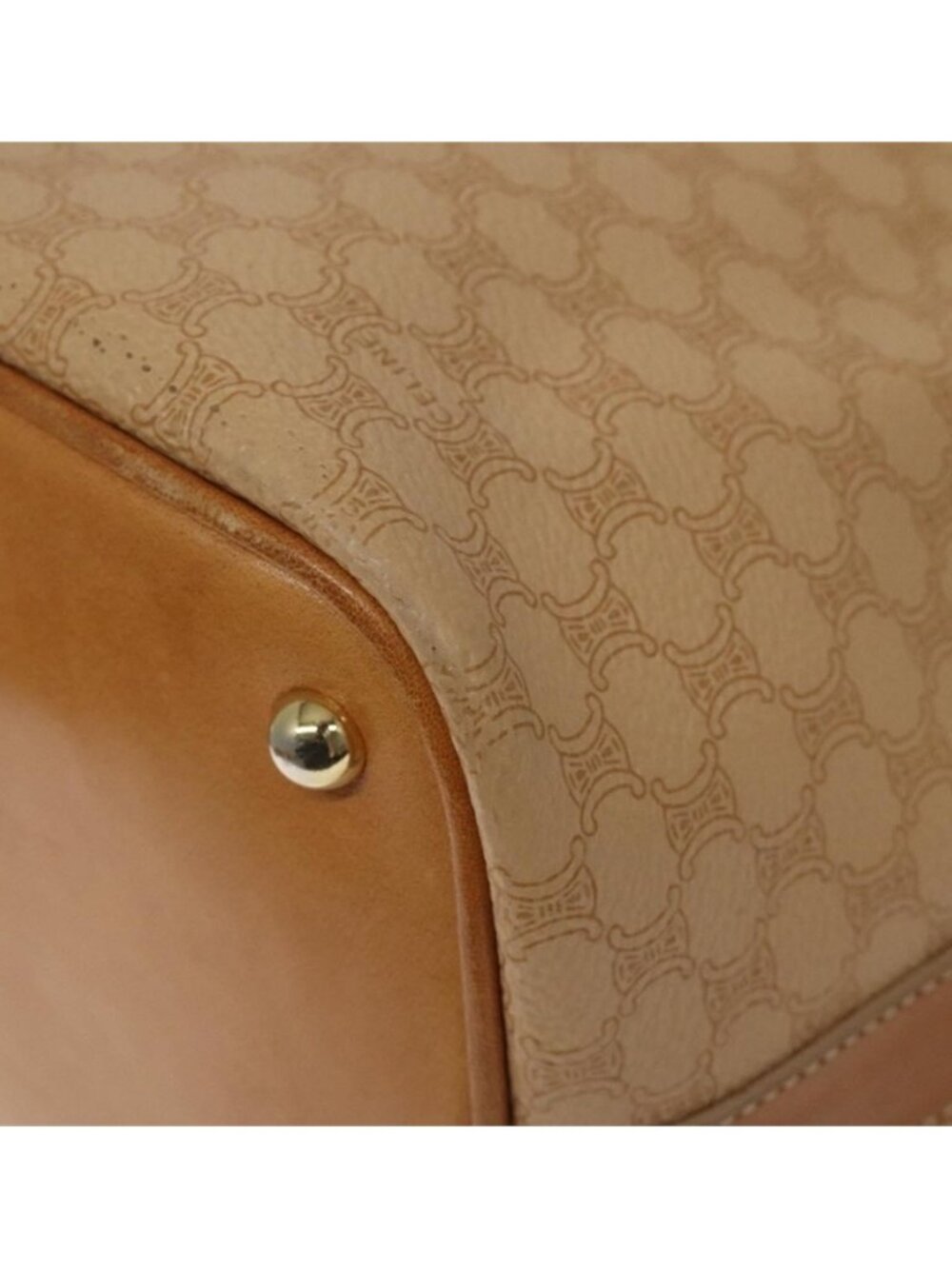 Authentic CELINE Macadam Canvas Shoulder Bag PVC Leather Beige Gold - Picture 2 of 16